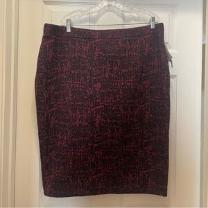 NWT Liz Claiborne Woman's Black & Burgundy Textured Tweed Skirt Plus Size 1X